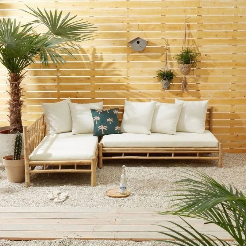Bamboo Outdoor Sofa Set - Wood Color